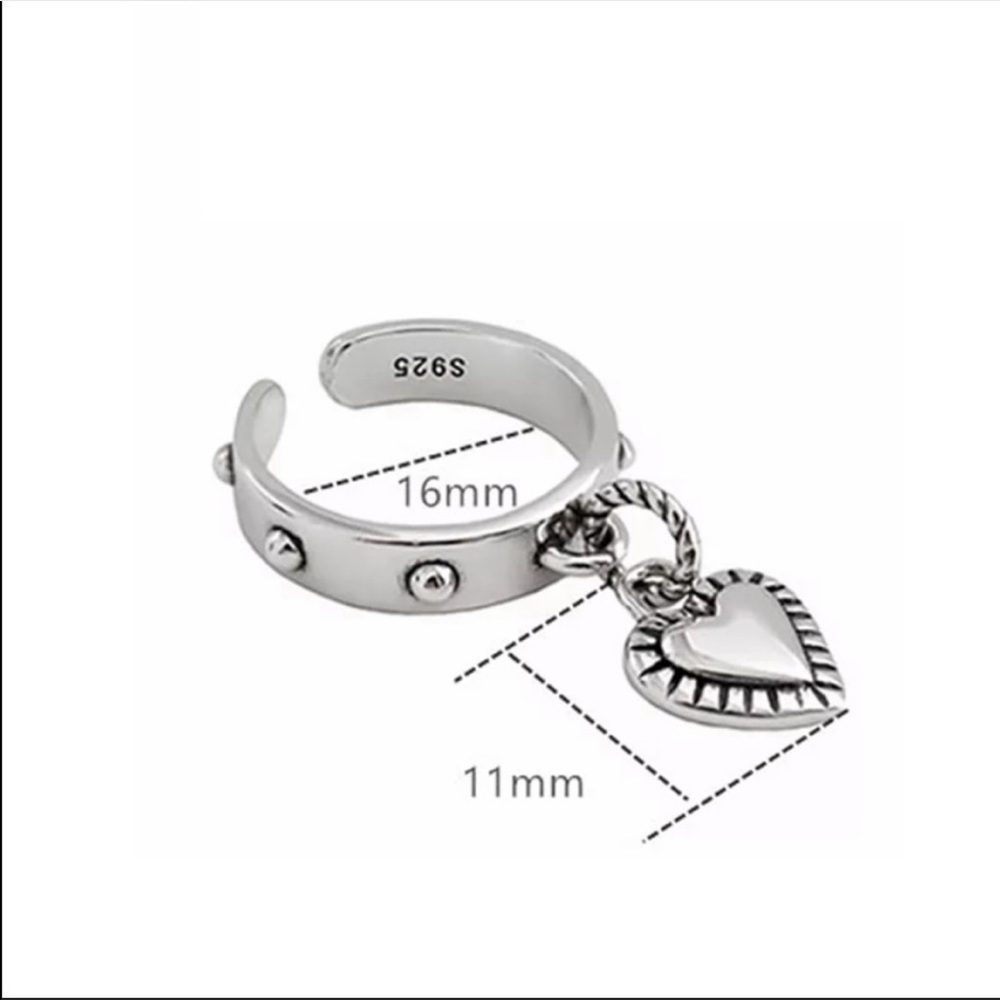 💎NEW 925 Sterling Silver Heart Charm Ring - Picture 4 of 6